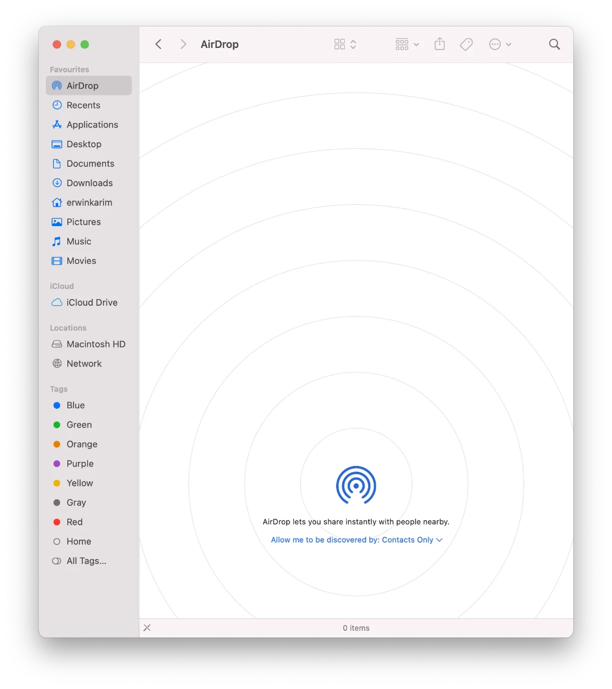 a macos finder window showing airdrop